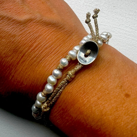 Chan Luu wrap bracelet - freshwater pearl and gold - Picture 3 of 5